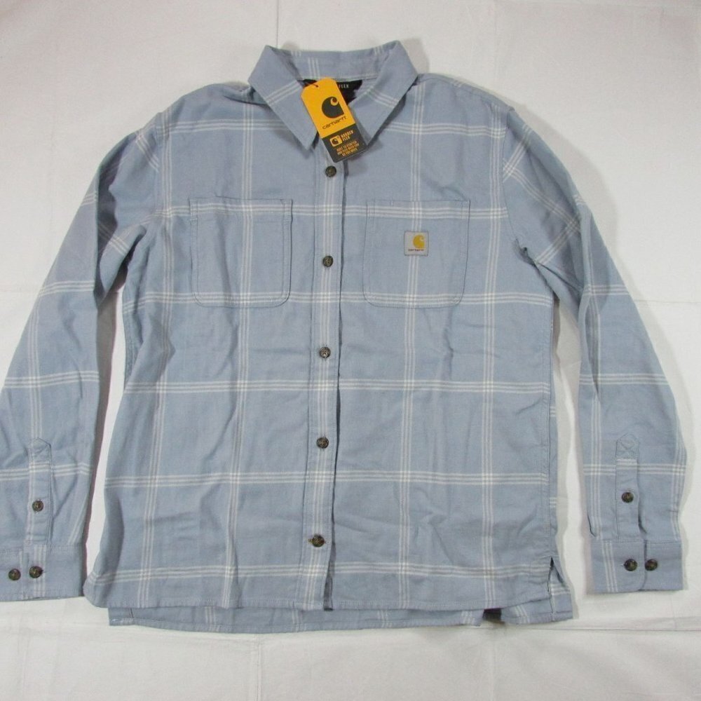 Carhartt Women's Rugged Flex Loose Fit Midweight Flannel Plaid Button Shirt TW59